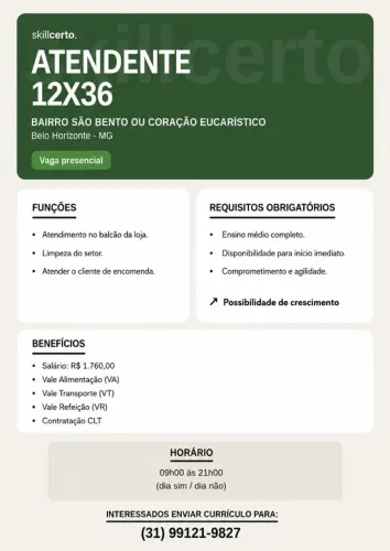 Atendente 12x36