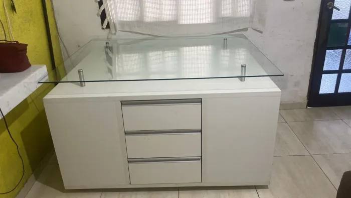 Módulo central tampo de vidro closet/loja