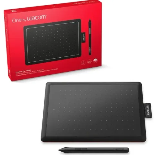 USADA Mesa Digitalizadora One By Wacom CTL472, Pequena, Pen LP-190K, Preto e Vermelho