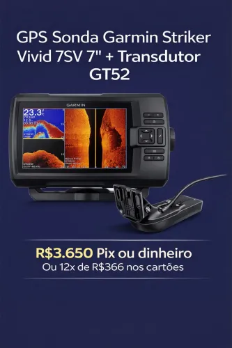 GPS Sonda Garmin Striker Vivid 7SV 7" + Transdutor  GT52