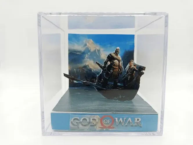 Cubo Diorama God of War Artesanal Decorativo Colecionável Gamer