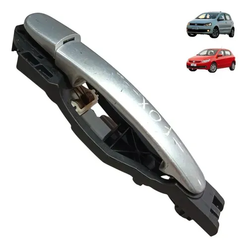 Macaneta Externa Porta Esquerdo Vw Gol G5 Fox 2010 1 Prateado Traseira