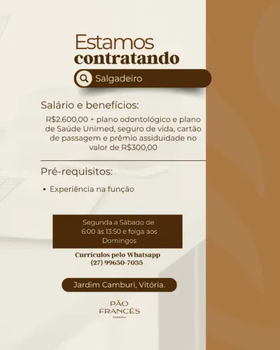 Salgadeiro com experiência