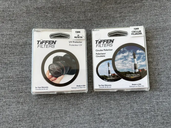 Kit Filtros Tiffen 72mm: Polarizador Circular (CPL) + Protetor UV - Estado de Novo