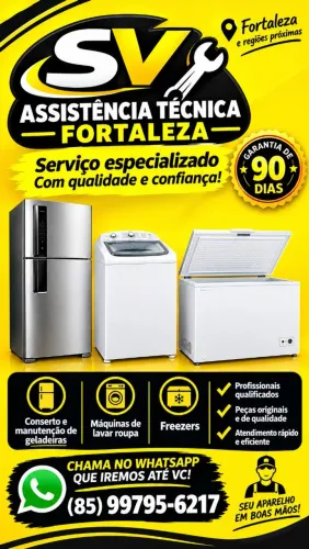 Concertos, e manutenção de Geladeira, Freezer e Máquina de lavar roupa