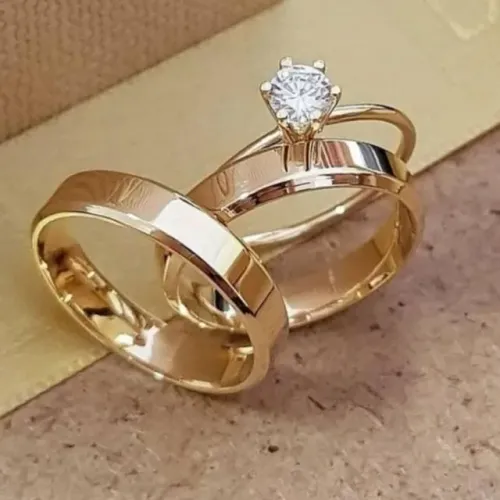 Par de aliança mod italiana em ouro 18k com anel de brinde em moeda antiga