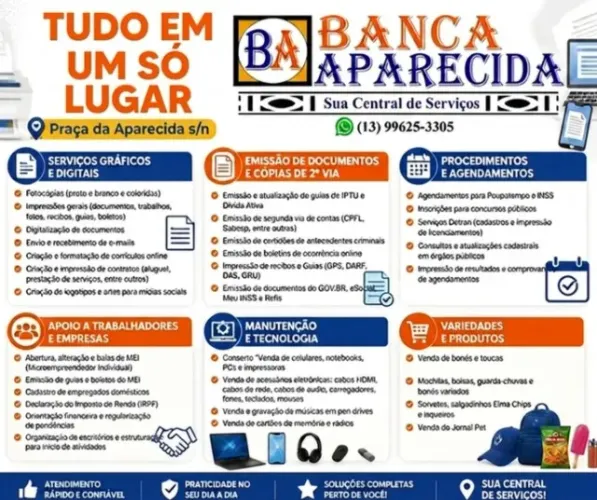 vários tipos de serviços, iptu , imposto de renda e etc