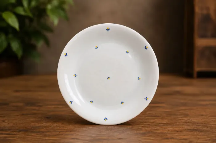 Conjunto com 7 Pratos Rasos em Porcelana - Estampa Floral Delicada