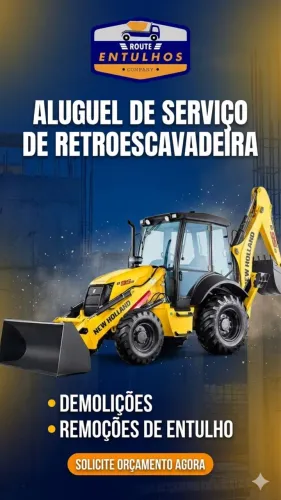 Aluguel e serviços de retroescavadeira.