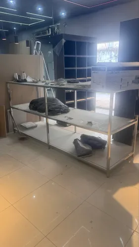 Mesa inox com vidro