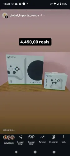 XBOX series S 512gb novo, valor 4.450,00