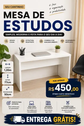 Mesa de mdf branco 1,20