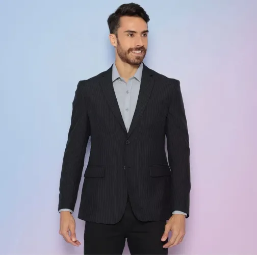 Blazer com recortes Preto & Cinza Escuro TNG - Tamanho 46