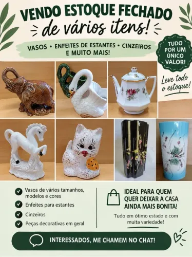 Lote Fechado +1.000 Peças Decoração - Vasos, Porcelanas e Enfeites (Ideal para Revenda)