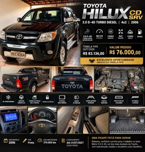 Toyota Hilux CD SRV D4-d 4X2 3.0 163cv TDI Dies 2006