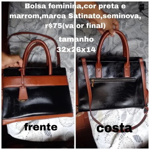 Bolsa feminina marca Satinatto Tam 32x26x14 seminova r$75(valor final)