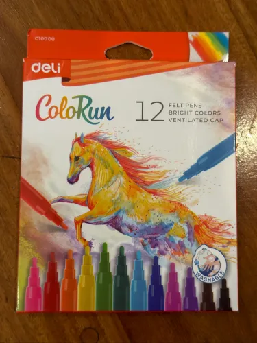 Canetinha hidrográfica lavável ColoRun - 12 cores - Deli