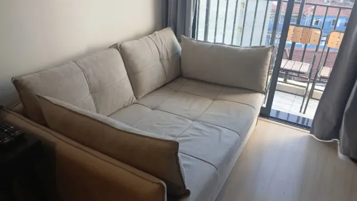 Sofá-Cama 2 Lugares de Linho Bege