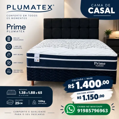 ? Cama de Casal com Colchão | Molas Ensacadas | 12x Sem Juros
