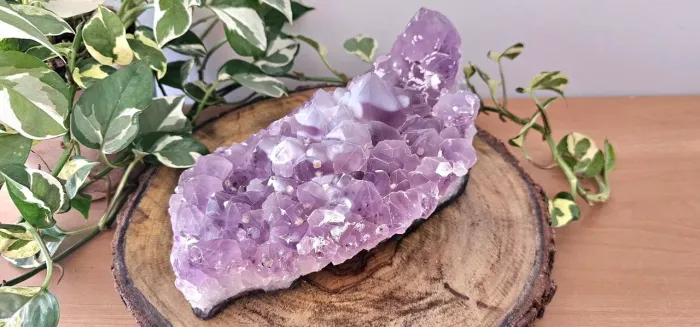 Drusa de Ametista Violeta com inclusões