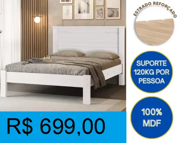 Cama casal-mdf branco