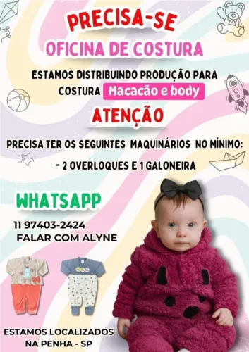 Serviço disponivel para oficina de costura externa