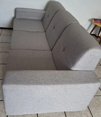 LINDO SOFA FIXO 3 LUGARES DE LINHO SUED NOVO