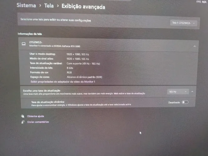 Monitor AOC 27 FHD 165hz sem detalhes