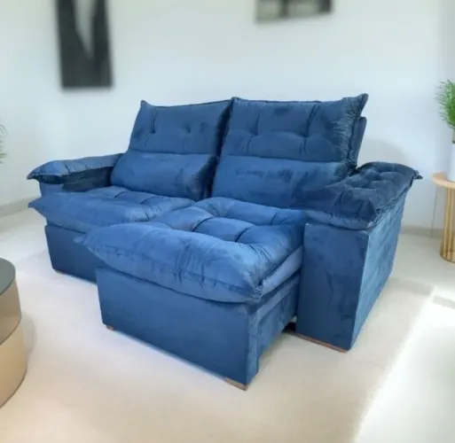 Sofá Retrátil Reclinável Capri Comfort 2,00 m Veludo Azul