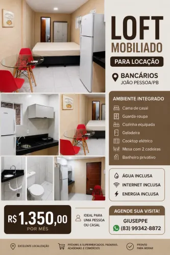 Aluga-se Loft/Kitnet Mobiliado Bancários | Água, Internet e Energia Inclusas | R$ 1.350