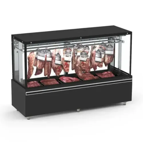 EXPOSITOR AÇOUGUE REFRIMATE VANGUARD TOP 2M AR FORÇADO COM GANCHEIRAS E LED 4000K R$ 11299
