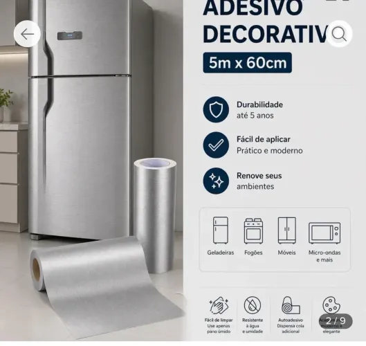 Adesivo de envelopar móveis, de aço escovado, 5 metros por 60 cm de largura