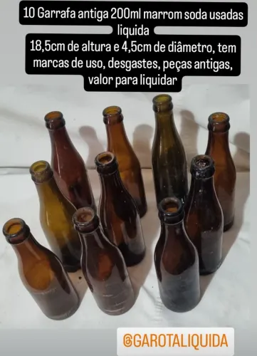 10 garrafa de soda marrom antiga 200ml