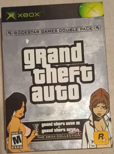 Jogo GTA Double Pack Grand Theft Auto III e Vice City Xbox Original Clássico Com Luva