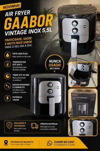 Air Fryer Gaabor Vintage Inox 5,5L | Nova na Caixa | Nunca Usada