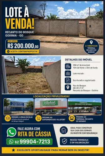 Lote de 300m2 Murado no Recanto do Bosque - Oportunidade