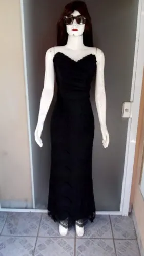 Vestido Longo Preto Tomara que caia Rendado