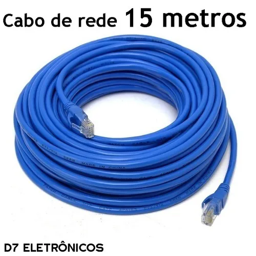 Cabo de Rede 15 Metros Com Rj45 Azul Cat 5e Cabo Rede Categoria 5