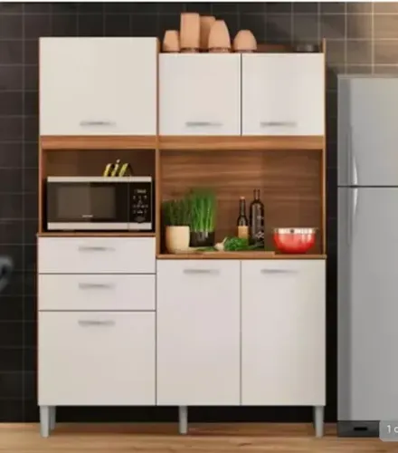 Armário kit cozinha 6 portas 2 gavetas 