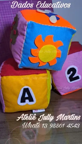 Dados Educativos de Feltro - A, 2 e Sol
