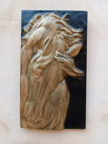 Quadro Decorativo de Cavalo em gesso- Arte em 3D