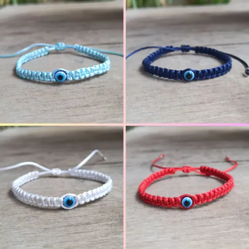 Pulseira macrame simples com olho grego