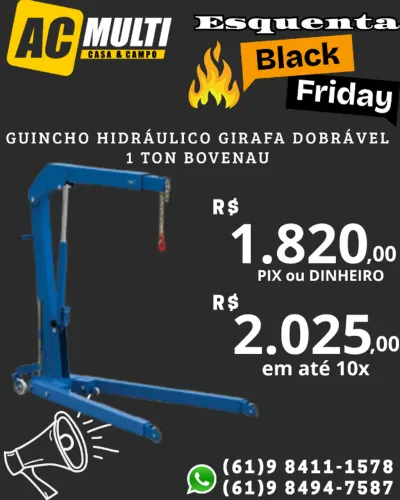 Guincho Hidráulico Girafa Dobrável 1 ton Bovenau