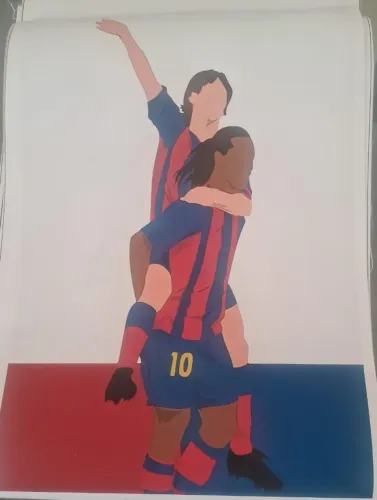 Quadro de futebol NOVO - Messi e Ronaldinho Gaúcho