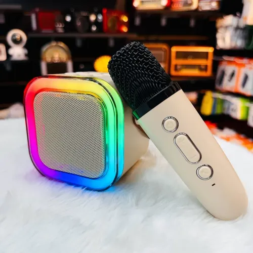 Karaokê Caixinha de som Bluetooth Com 2 Microfones Sem Fio K12