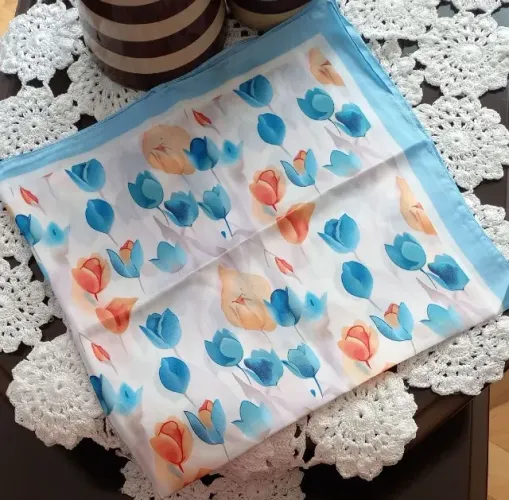 Lenço Tulipa Azul Quadrado (novo)