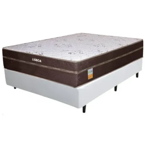 Colchão Casal Molas Ensacadas  + Base Box Simples Corino OFERTA tt432