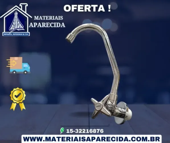 Torneira de Cozinha Bica Movel Cromada Metal 1/4 volta - novo