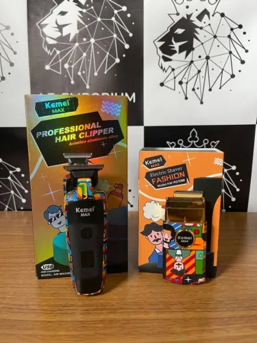 Kit Kemei - Máquina Kemei KM-MAX5090 e Shaver KM-RS7098.