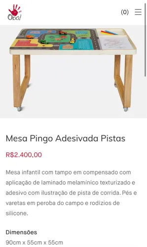 Mesa Infantil Pingo Adesivada Pistas